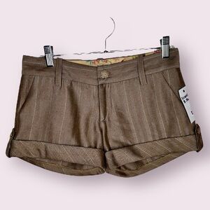 Y2K FRANKIE B brown pinstripe mini shorts. Size 4